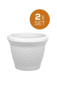 2 Adet 10 Litre Plastik Hasır Saksı - HS03
